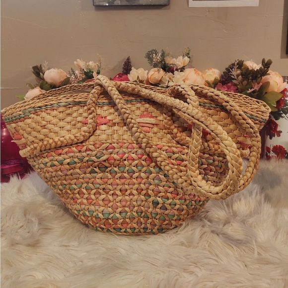 XL STRAW BEACH SUMMER BAG - Picture 2 of 4